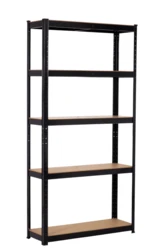 כוננית 5 מדפים מודולרי-EXTRA מחוזק LION צבע שחור