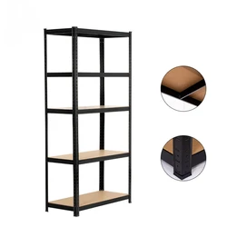 כוננית 5 מדפים מודולרי-EXTRA מחוזק LION צבע שחור